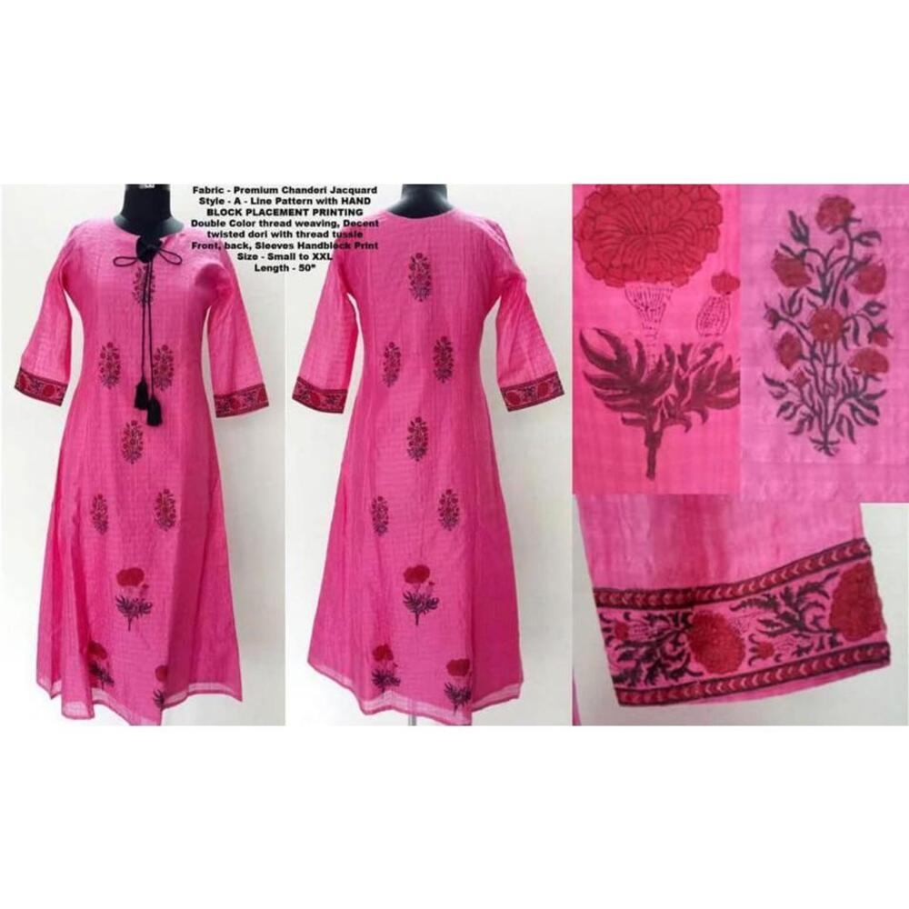Pink Chanderi Kurta